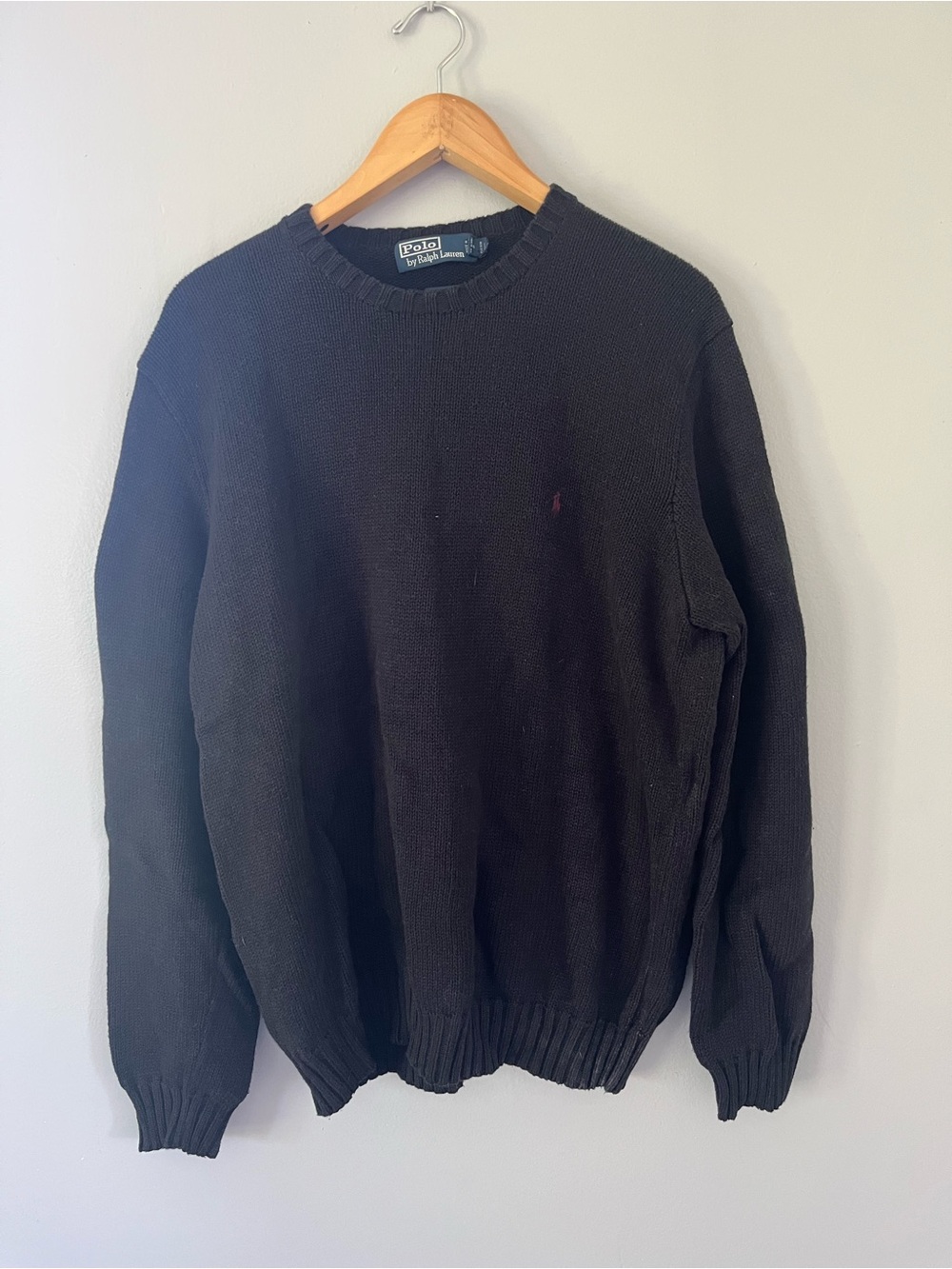 Ralph Lauren Black Crewneck Cotton Knit Sweater
